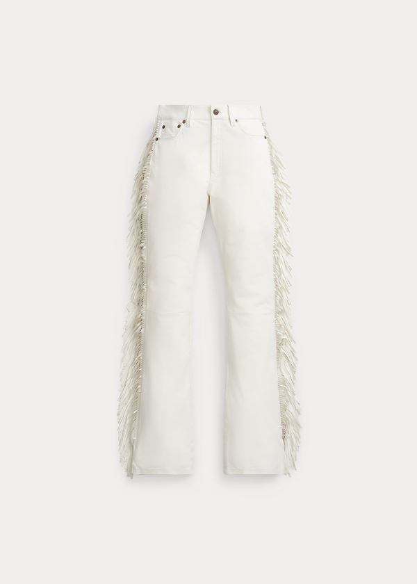 Pantalones Polo Ralph Lauren Mujer Blancos - Fringe Leather - VSZKW6851